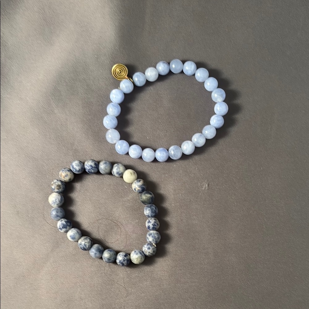 Blue and Gold Beaded Bracelet Set